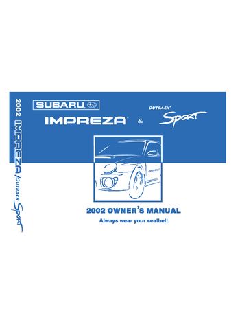 Subaru Legacy 2095 Owners Manual